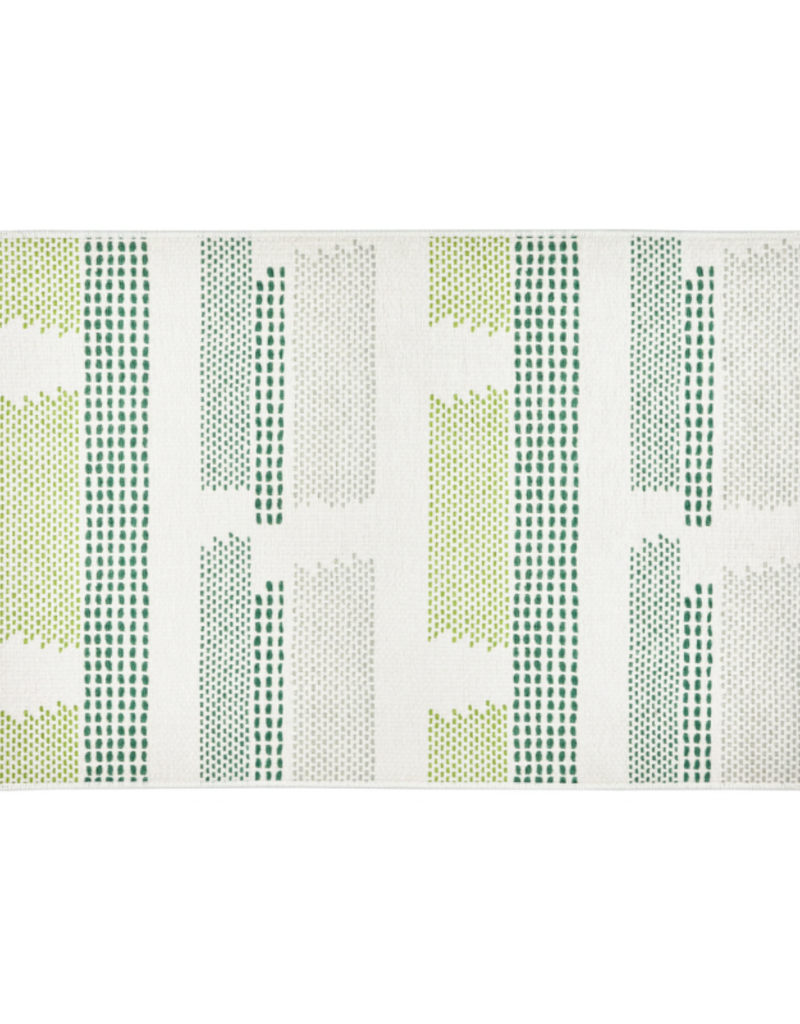Dash & Albert Dash & Albert Machine Washable Tread Lightly Green Rug 3x5