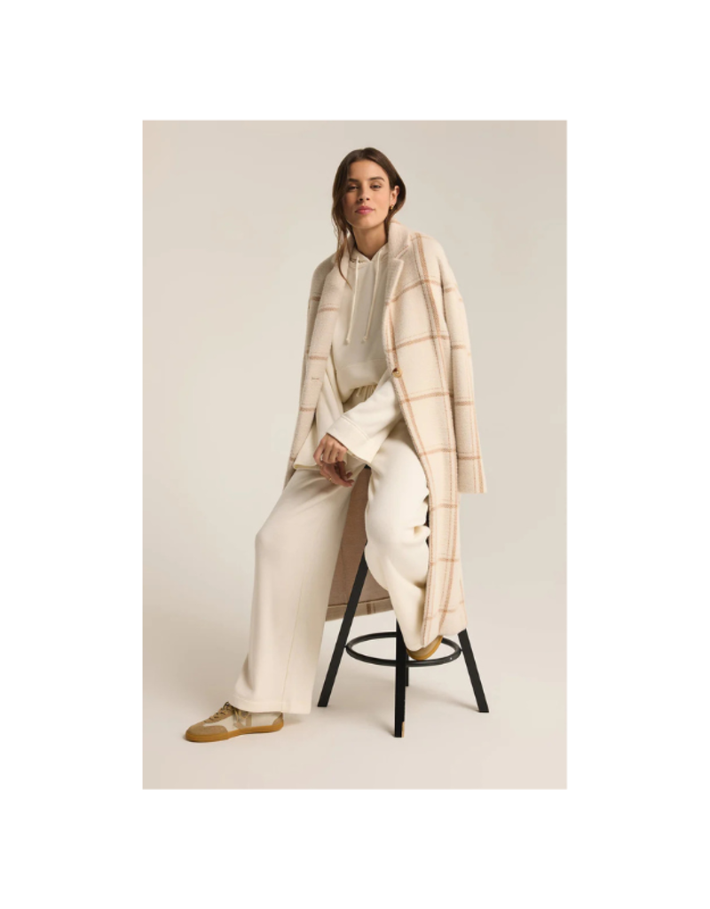 Z Supply Mason Windowpane Coat in Sea Salt by Z Supply