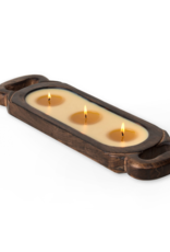 Himalayan Trading Post LAST ONE - 3-Wick Lilac & Leather Wooden Candle Tray by Himalayan Handmade Candle