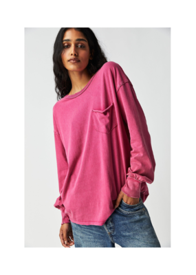 Free People Fade Into You Long Tee in Vivacious by Free People