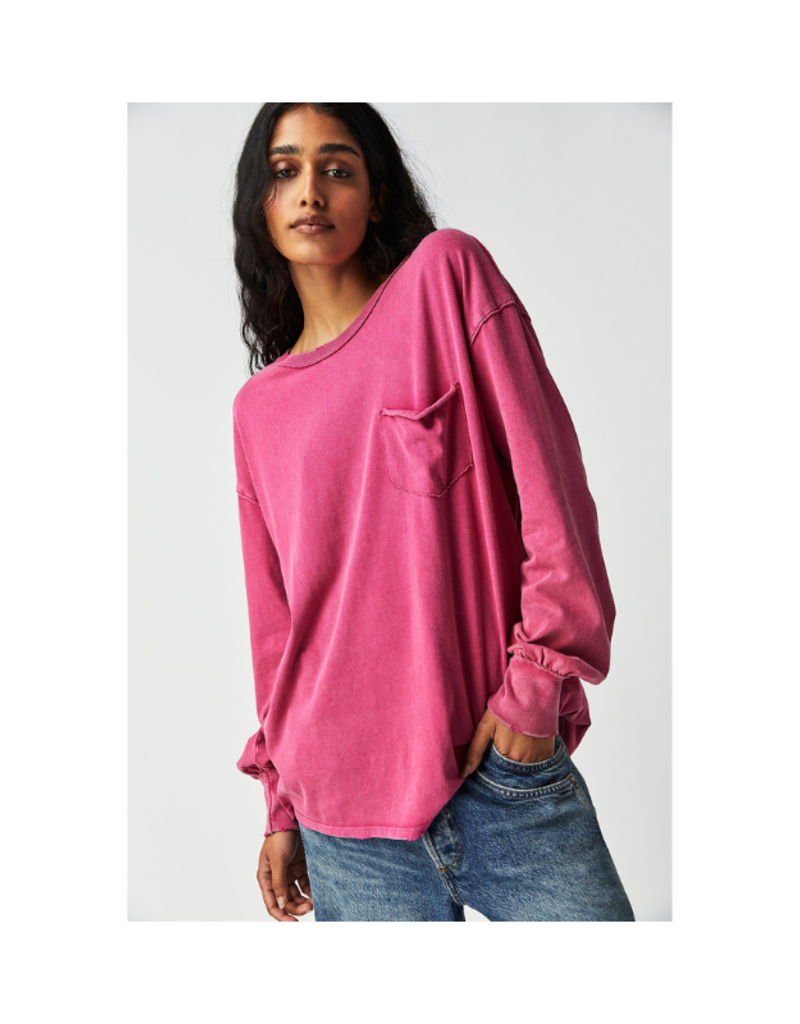 Free People Fade Into You Long Tee in Vivacious by Free People