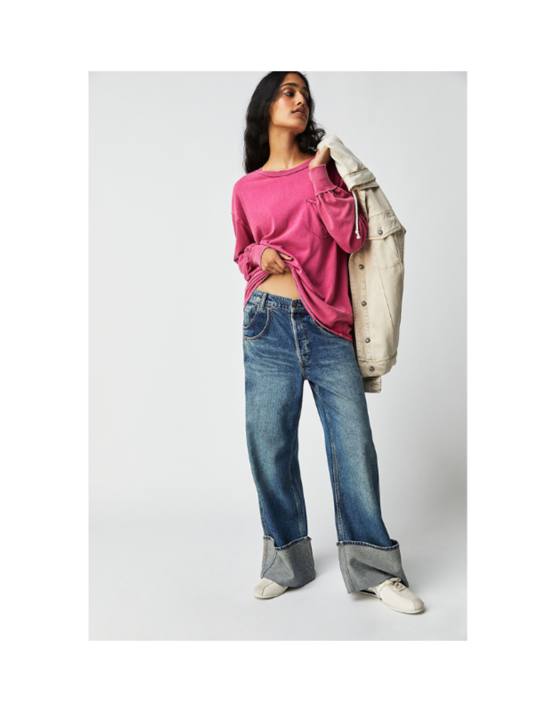 Free People Fade Into You Long Tee in Vivacious by Free People