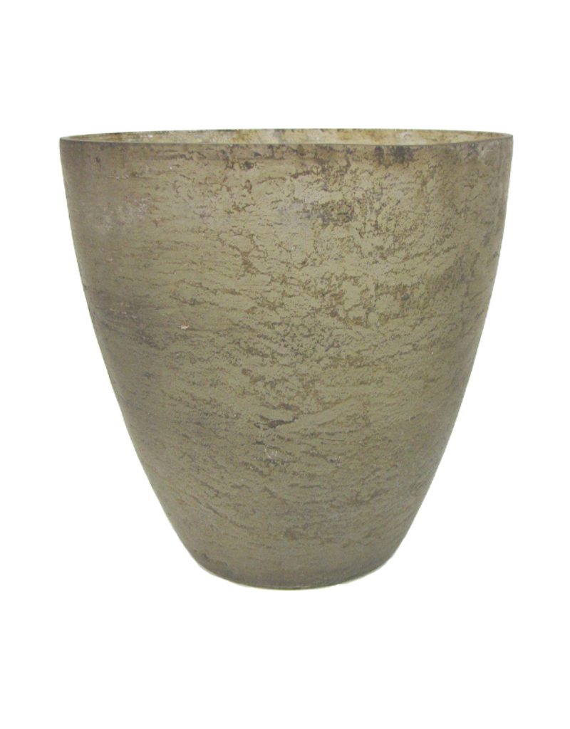 Wide Antique Silver Vase with Faux Tree
