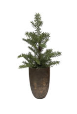 Narrow Antique Silver Vase with Faux Tree