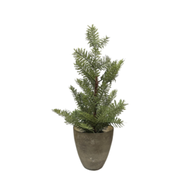 Wide Antique Silver Vase with Faux Tree