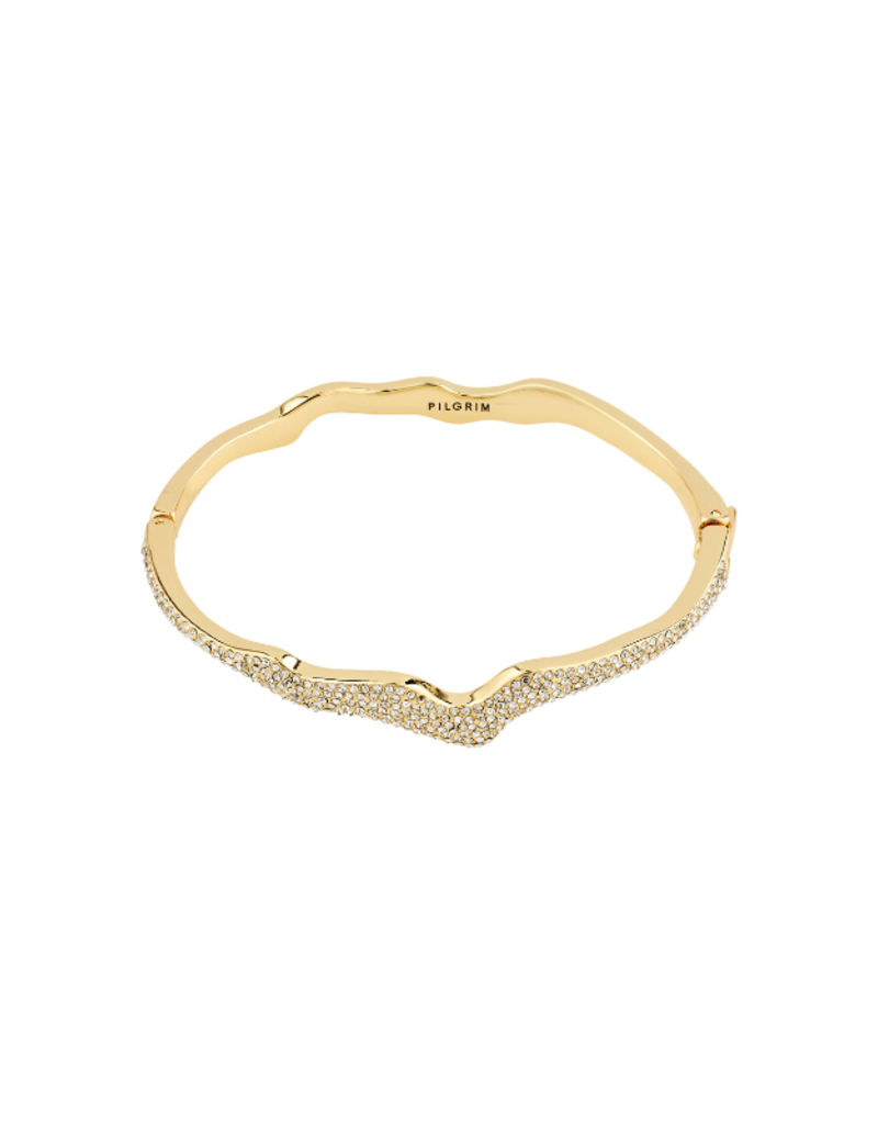 PILGRIM Connect Crystal Bangle Bracelet in Gold by Pilgrim