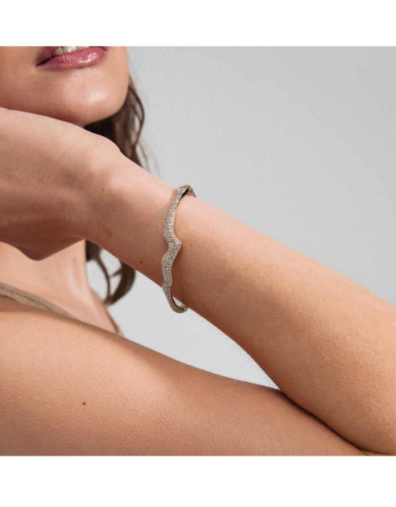 PILGRIM Connect Crystal Bangle Bracelet in Gold by Pilgrim