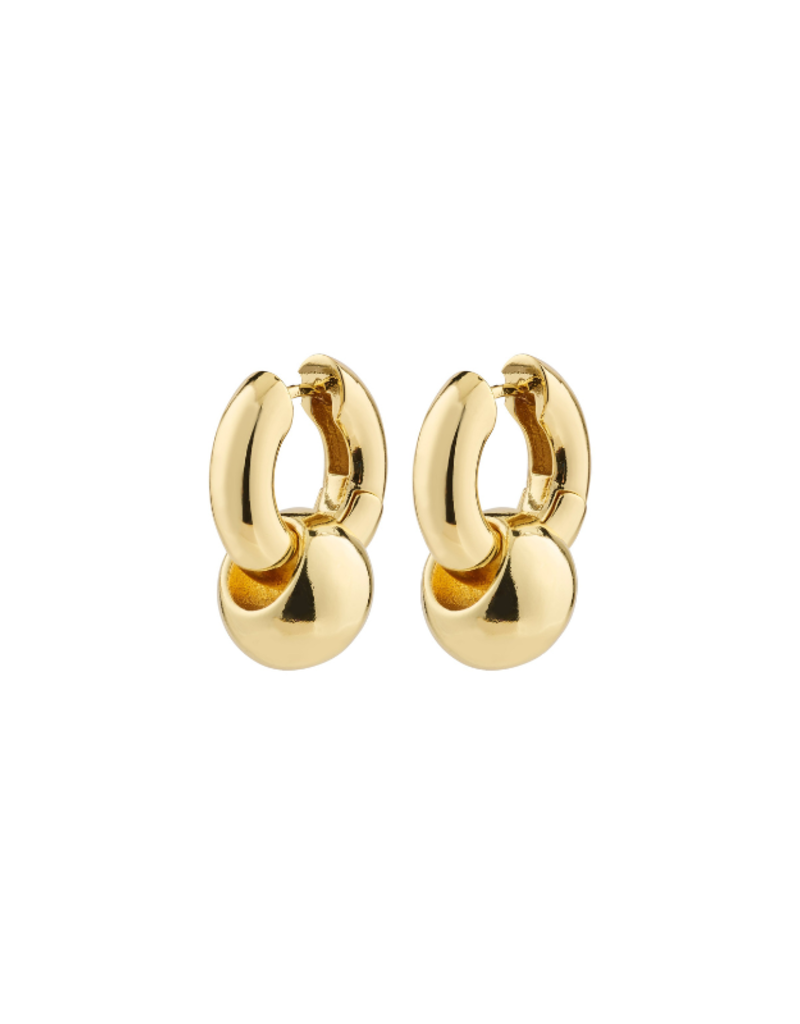 Gold hoops with balls sale