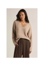 Z Supply All I Want V-Neck Sweater in Heather Taupe by Z Supply
