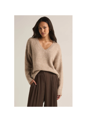 Z Supply All I Want V-Neck Sweater in Heather Taupe by Z Supply