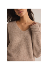 Z Supply All I Want V-Neck Sweater in Heather Taupe by Z Supply