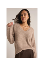 Z Supply All I Want V-Neck Sweater in Heather Taupe by Z Supply