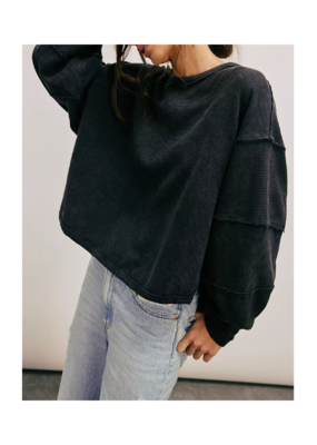 Free People Total Eclipse Long Tee in Black by Free People