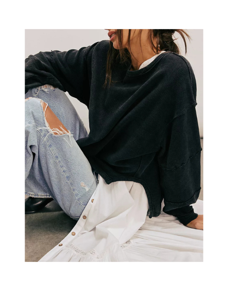 Free People Total Eclipse Long Tee in Black by Free People