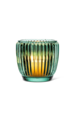 Ribbed Votive in Teal Green