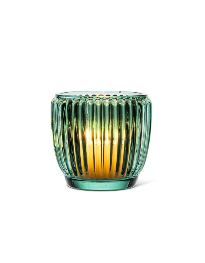 Ribbed Votive in Teal Green