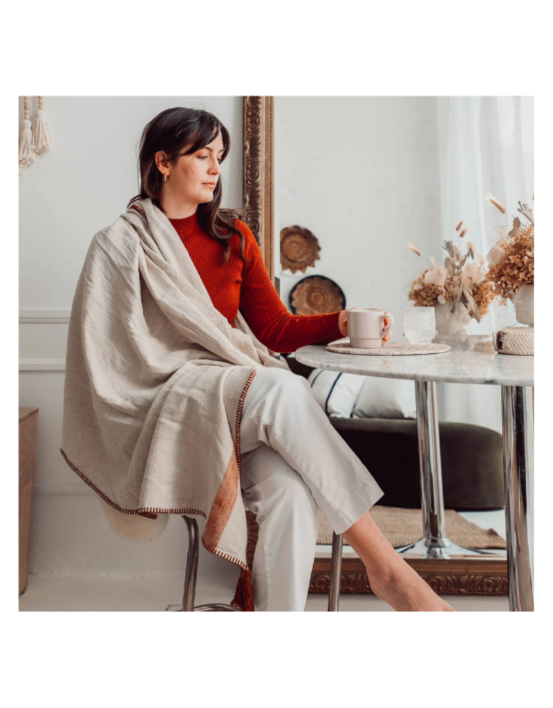 Chelsea Throw in Sandstone by Pokoloko