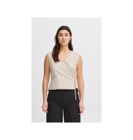 ICHI LAST ONE - SIZE 36 (S) - Zahra Wrap Top in Birch Melange by ICHI