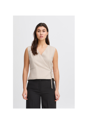 ICHI Zahra Wrap Top in Birch Melange by ICHI