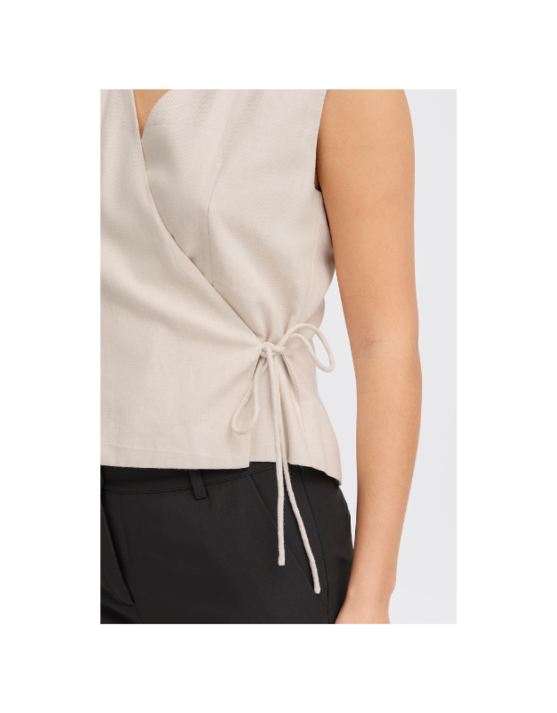 ICHI Zahra Wrap Top in Birch Melange by ICHI