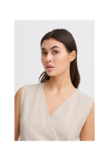 ICHI Zahra Wrap Top in Birch Melange by ICHI
