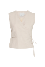 ICHI Zahra Wrap Top in Birch Melange by ICHI