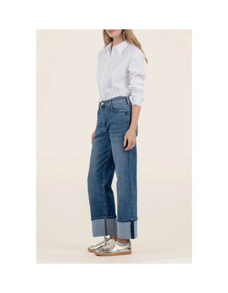 Kut from the Kloth Sienna Baggy Boyfriend with Roll Up in Alert Wash By Kut from the Kloth