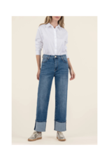 Kut from the Kloth Sienna Baggy Boyfriend with Roll Up in Alert Wash By Kut from the Kloth