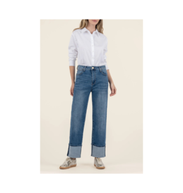 Kut from the Kloth Sienna Baggy Boyfriend with Roll Up in Alert Wash By Kut from the Kloth