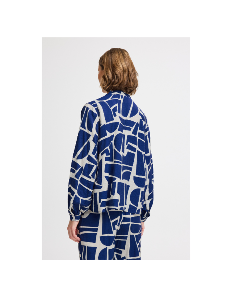 b.young LAST ONE - SIZE 34 (XS) - Hamma Blouse in Med Blue Geo by b.young