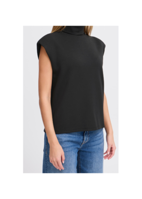 ICHI Minlina Short Sleeve Turtleneck in Black by ICHI