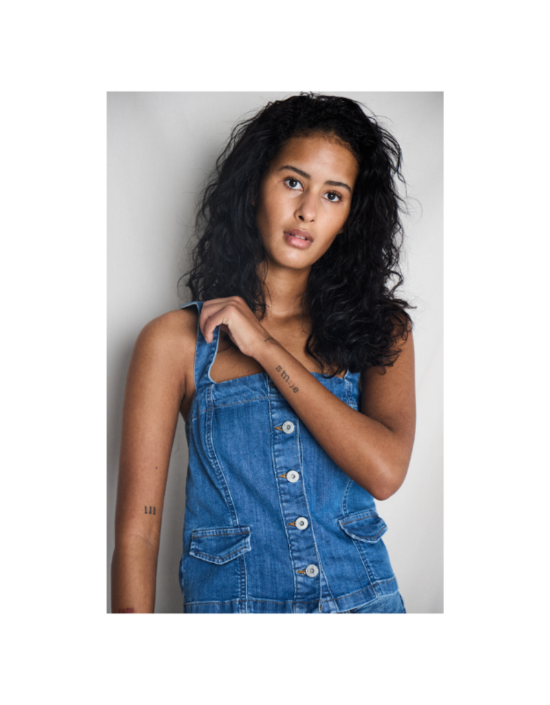 ICHI Bonnes Denim Top in Washed Blue by ICHI