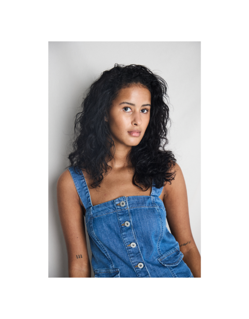 ICHI Bonnes Denim Top in Washed Blue by ICHI