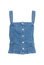 ICHI Bonnes Denim Top in Washed Blue by ICHI