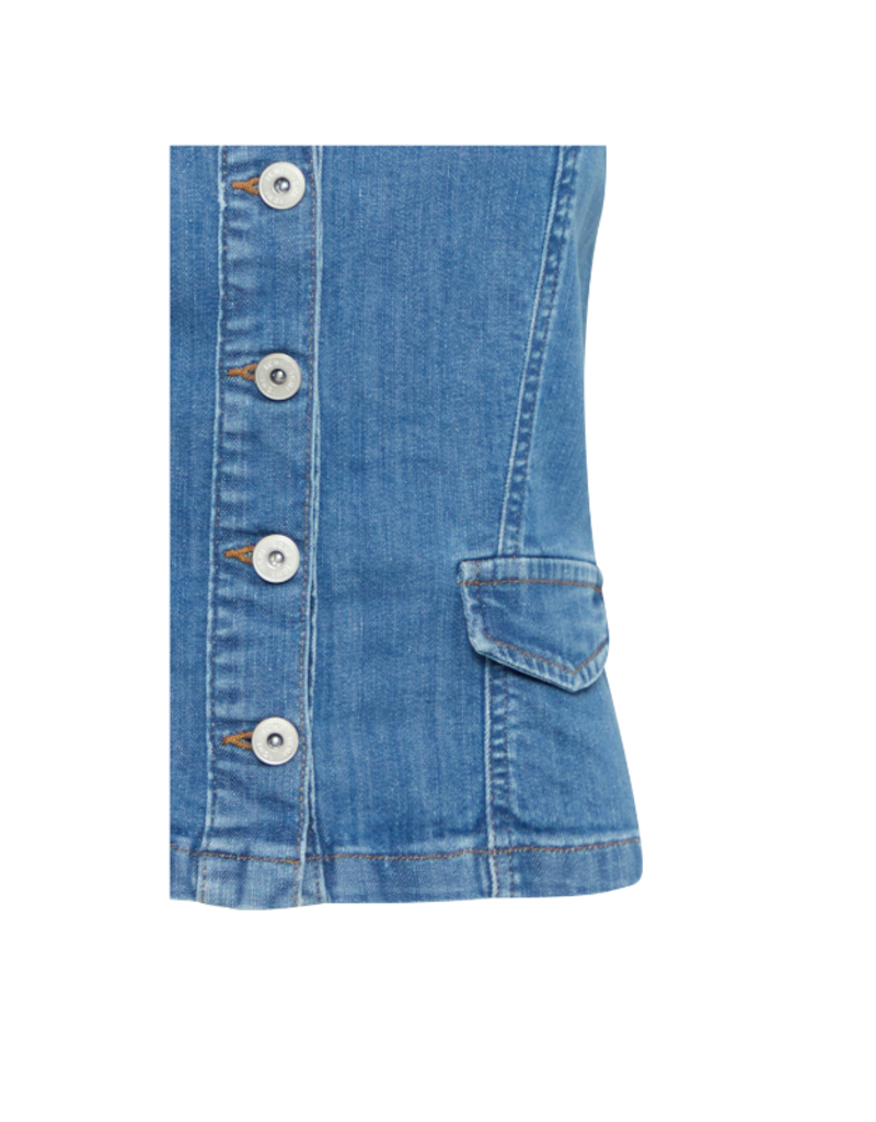 ICHI Bonnes Denim Top in Washed Blue by ICHI