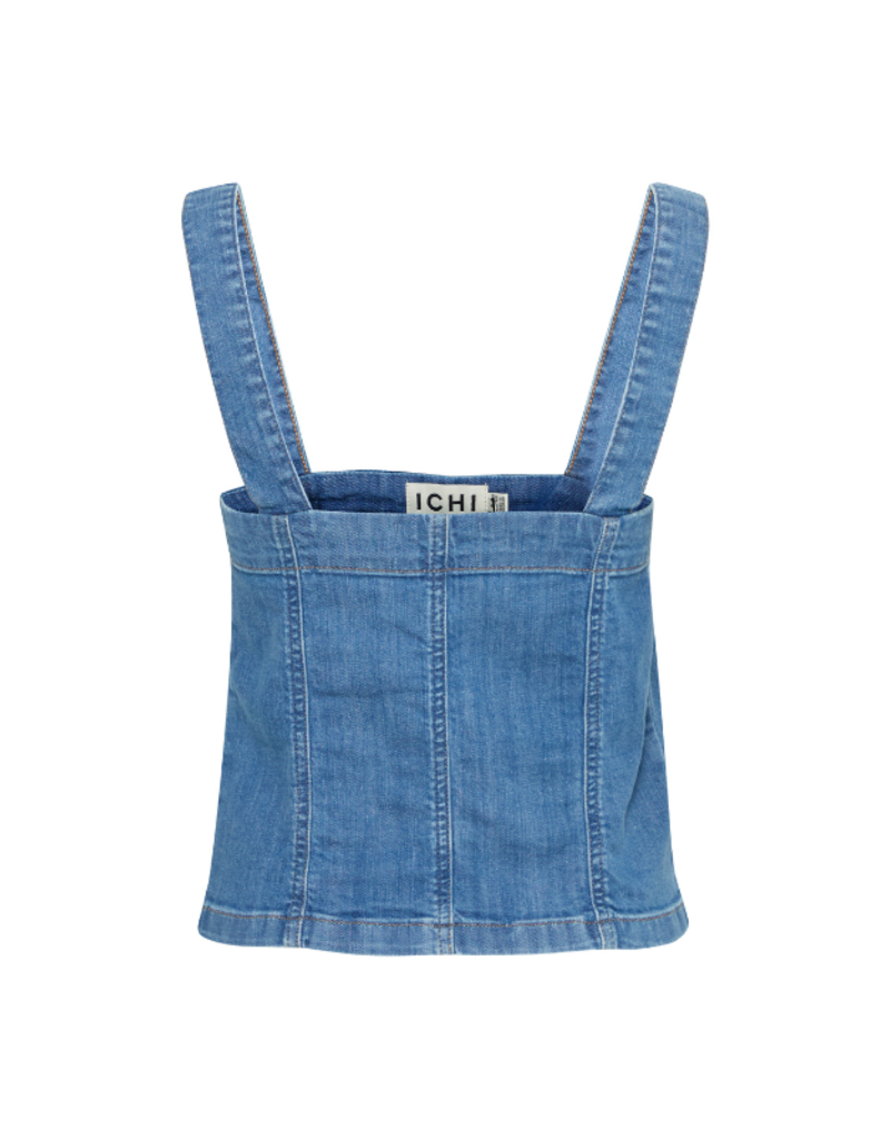 ICHI Bonnes Denim Top in Washed Blue by ICHI