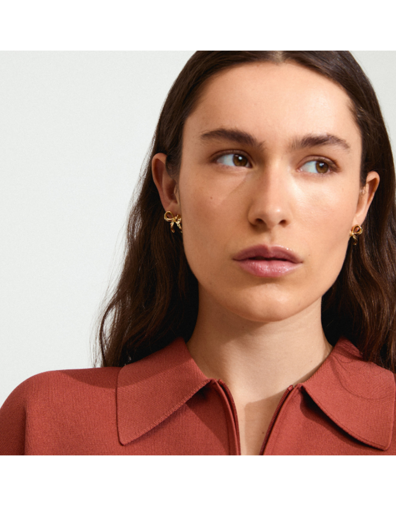 PILGRIM Cassian Bow Earrings in Gold by Pilgrim