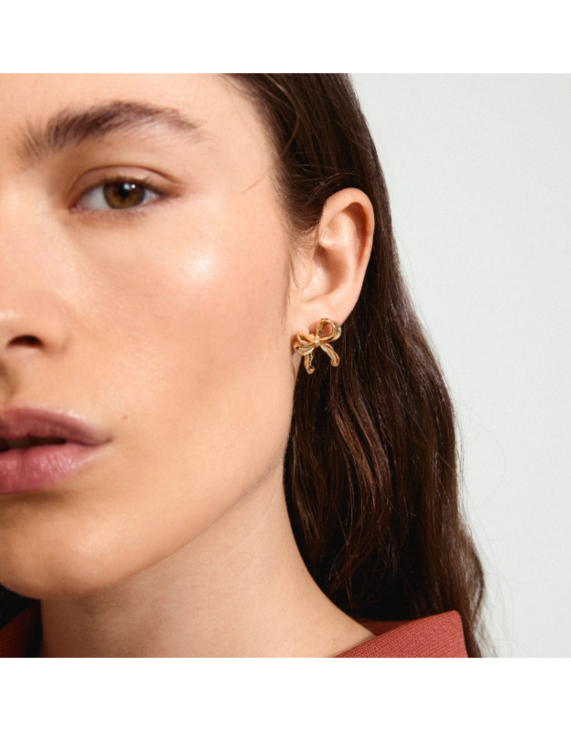 PILGRIM Cassian Bow Earrings in Gold by Pilgrim