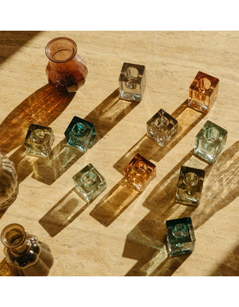 Indaba Trading Blue Luca Glass Candle Holder Large