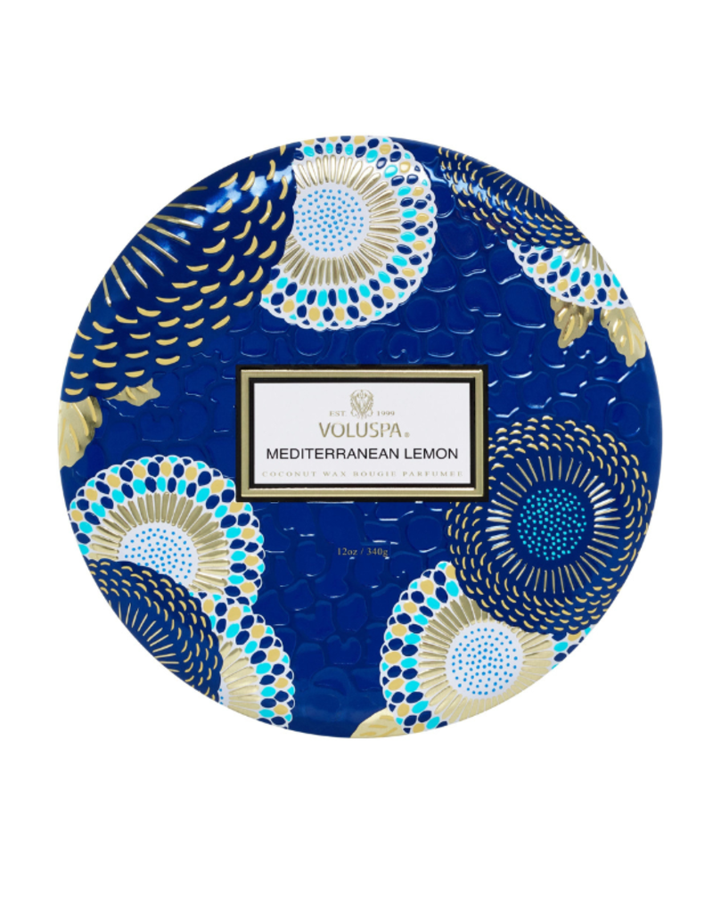 Voluspa 3-Wick Tin Candle in Mediterranean Lemon by Voluspa