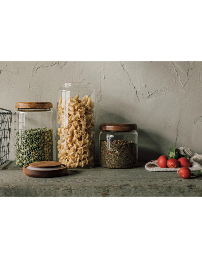 Danica Large Acacia Wood Glass Jar