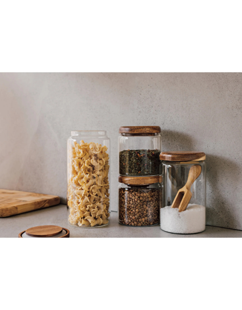 Danica Large Acacia Wood Glass Jar