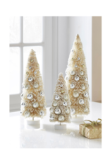 Snowy Bottle Brush Tree with Ornaments