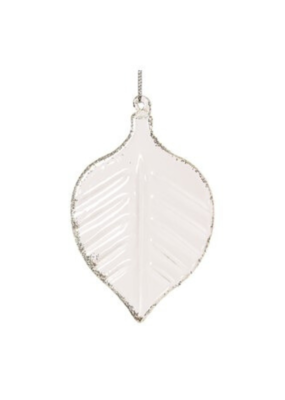 Clear Champagne Glass Leaf Ornament
