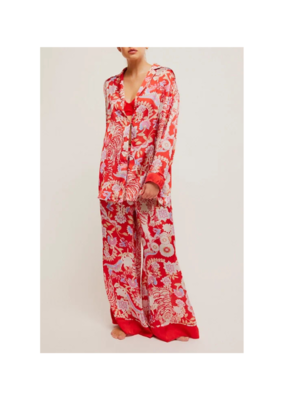 Free People Dreamy Days Pajama Set in Flame Red Combo by Free People