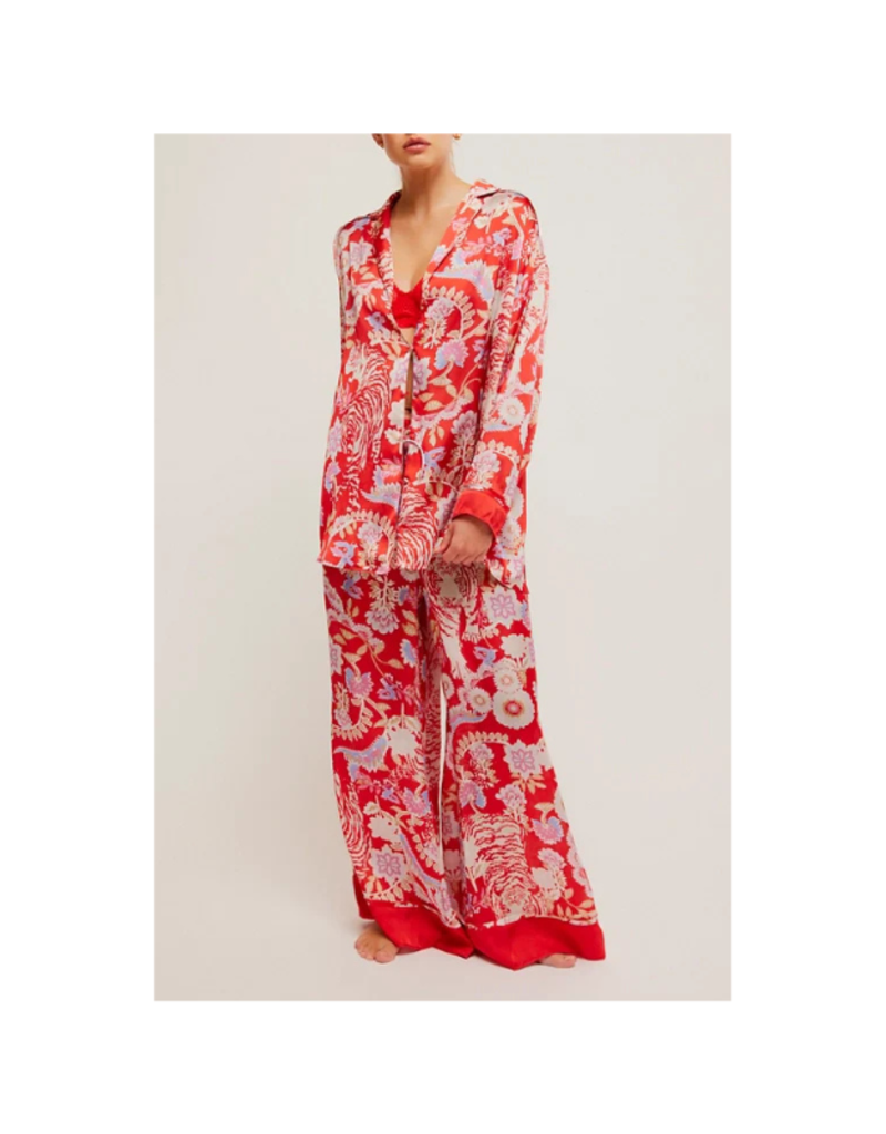 Free People Dreamy Days Pajama Set in Flame Red Combo by Free People
