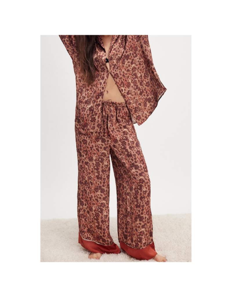 Free People Dreamy Days Pajama Set in Dreamy Leopard Combo by Free People