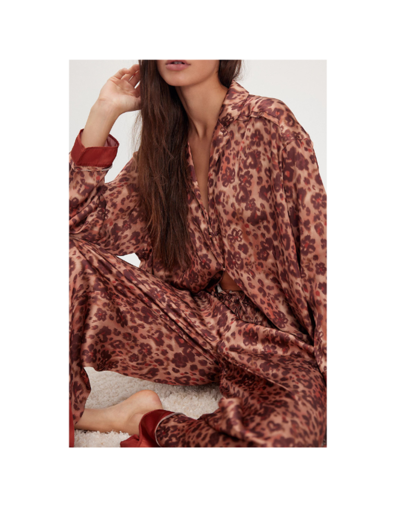 Free People Dreamy Days Pajama Set in Dreamy Leopard Combo by Free People