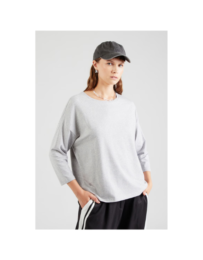 b.young Pamila Mid Sleeve T-Shirt in Light Grey Melange by b.young