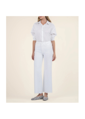 Kut from the Kloth Meg Wide Leg Raw in Optic White by Kut from the Kloth